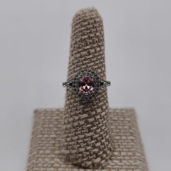 Jewelry - Size 7 Sterling Silver Pink Cubic Zirconia With Topaz Accents Ring A2437